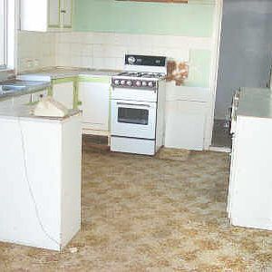 the carpeted kitchen